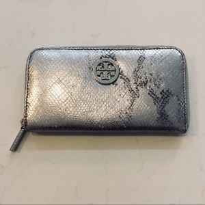 Tory Burch Silver Python Wallet